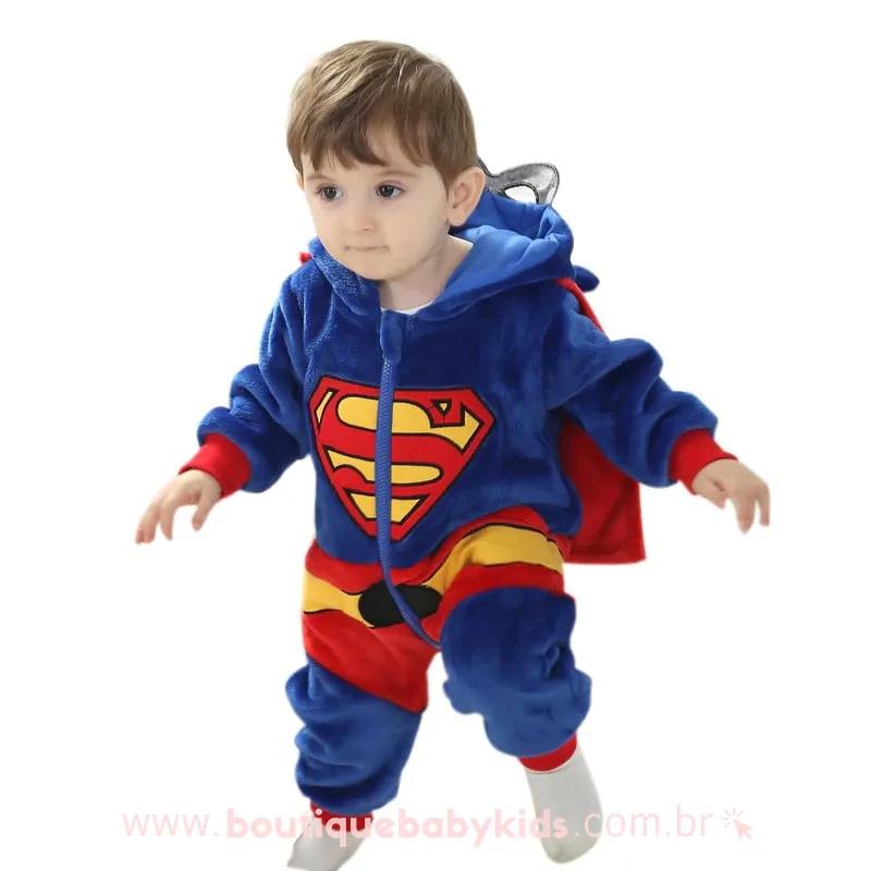 Macacão Bebê Inverno Fantasia Super Homem - Frete Grátis - Boutique Baby Kids