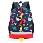 Mochila Costas Infantil Dinossauro 3D Azul Marinho - Boutique Baby Kids