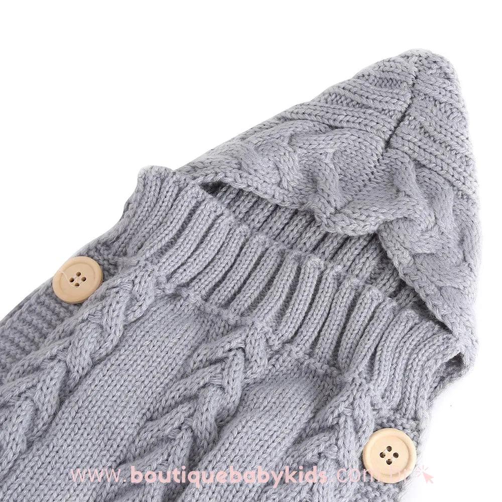 Saco de Dormir Bebê Inverno Tricot Recém-nascido Cinza - Frete Grátis - Boutique Baby Kids