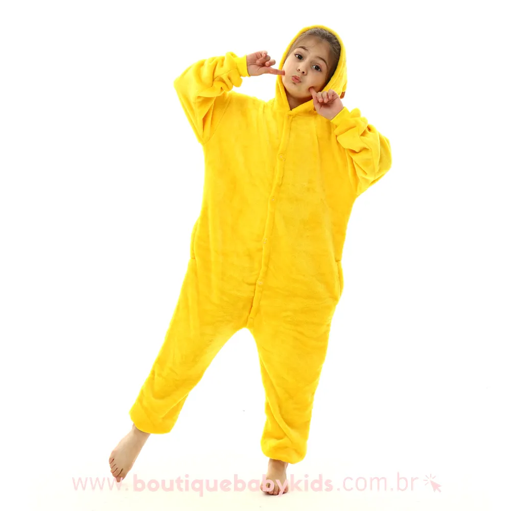 Macacão Pijama Infantil Inverno Fantasia Pikachu - 3 a 12 Anos - Boutique Baby Kids