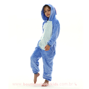 Macacão Pijama Infantil Fantasia Stitch Azul - 3 a 12 Anos - Frete Grátis - Boutique Baby Kids