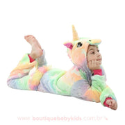 Pijama Infantil Kigurumi Fantasia Brilha no Escuro Unicórnio Colorido - 3 a 12 Anos - Boutique Baby Kids