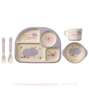 Kit Alimentação Hipopótamo Lilás 5 Peças - Boutique Baby Kids