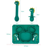 Kit Alimentação em Silicone Dinossauro Verde 5 Peças - Frete Grátis - Boutique Baby Kids 