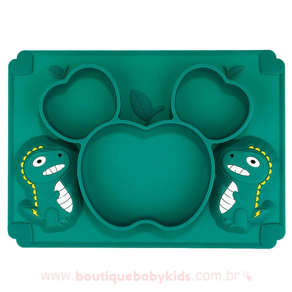 Kit Alimentação em Silicone Dinossauro Verde 5 Peças - Frete Grátis - Boutique Baby Kids 