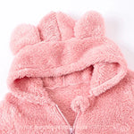 Macacão Bebê Ursinho Pelúcia com Capuz Rosa - Boutique Baby Kids