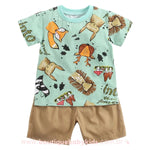 Conjunto Bebê Estampa Animais Verde Camiseta e Short - Boutique Baby Kids