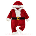 Macacão Bebê Veludo Fantasia Papai Noel com Capuz - Boutique Baby Kids