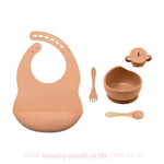 Kit Alimentação em Silicone 5 Peças Coral - Boutique Baby Kids