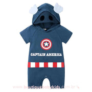 Macacão Bebê Fantasia Herói Capitão América Azul Mesversário - Boutique Baby Kids
