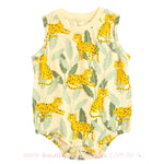 Body Bebê Estampa Leopardos Sem Manga Bege - Boutique Baby Kids