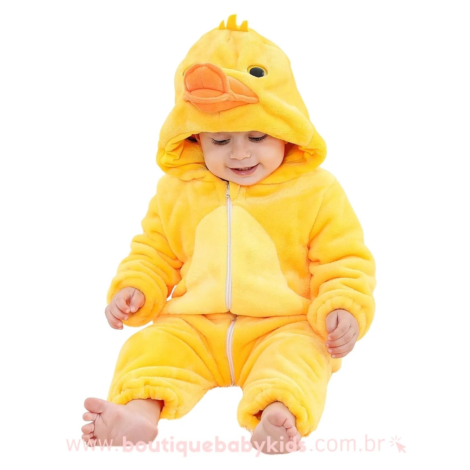 Macacão Bebê Inverno Fantasia Bichinho Patinho Amarelo - 0 a 24 meses - Frete Grátis