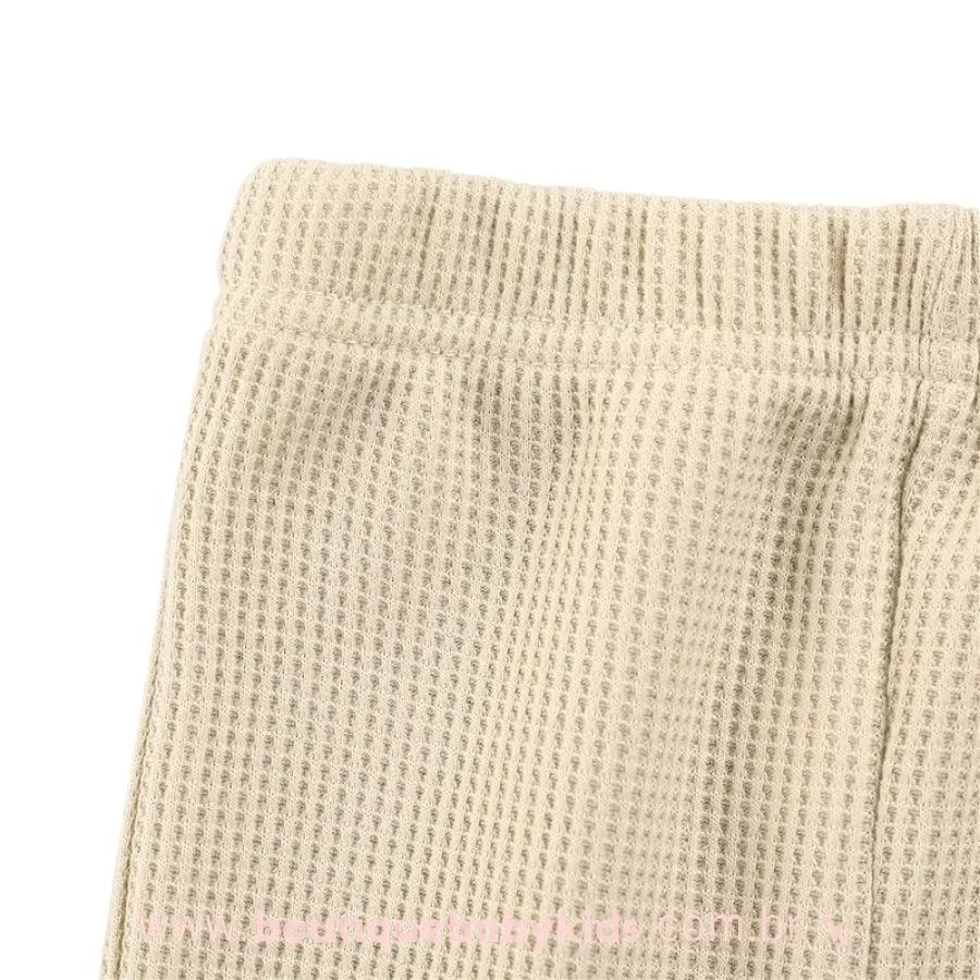 Calça Bebê Infantil Ursinho Bordado Bege -1 a 4 Anos - Frete Grátis - Boutique Baby Kids 