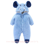 Macacão Bebê Inverno Acolchoado Elefante Azul