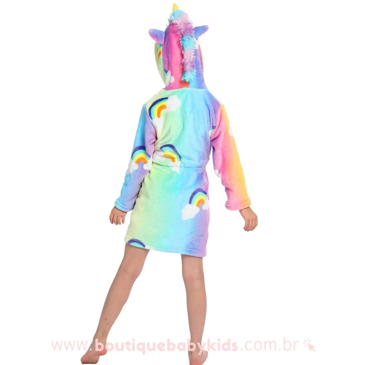 Roupão Infantil Kigurumi Unicórnio Colorido Arco-Íris com Capuz - Boutique Baby Kids