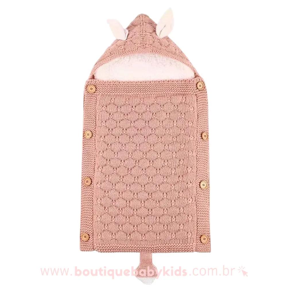 Saco de Dormir Bebê Raposinha Tricot Recém-nascido Rosa Forrado - Boutique Baby Kids