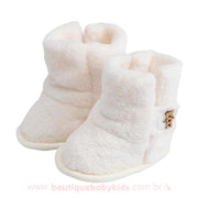 Kit Gorro e Botinha Bebê Urso Polar Recém-nascido Branco - Boutique Baby Kids