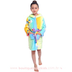Roupão Infantil Kigurumi Unicórnio Colorido Arco-Íris com Capuz - Boutique Baby Kids