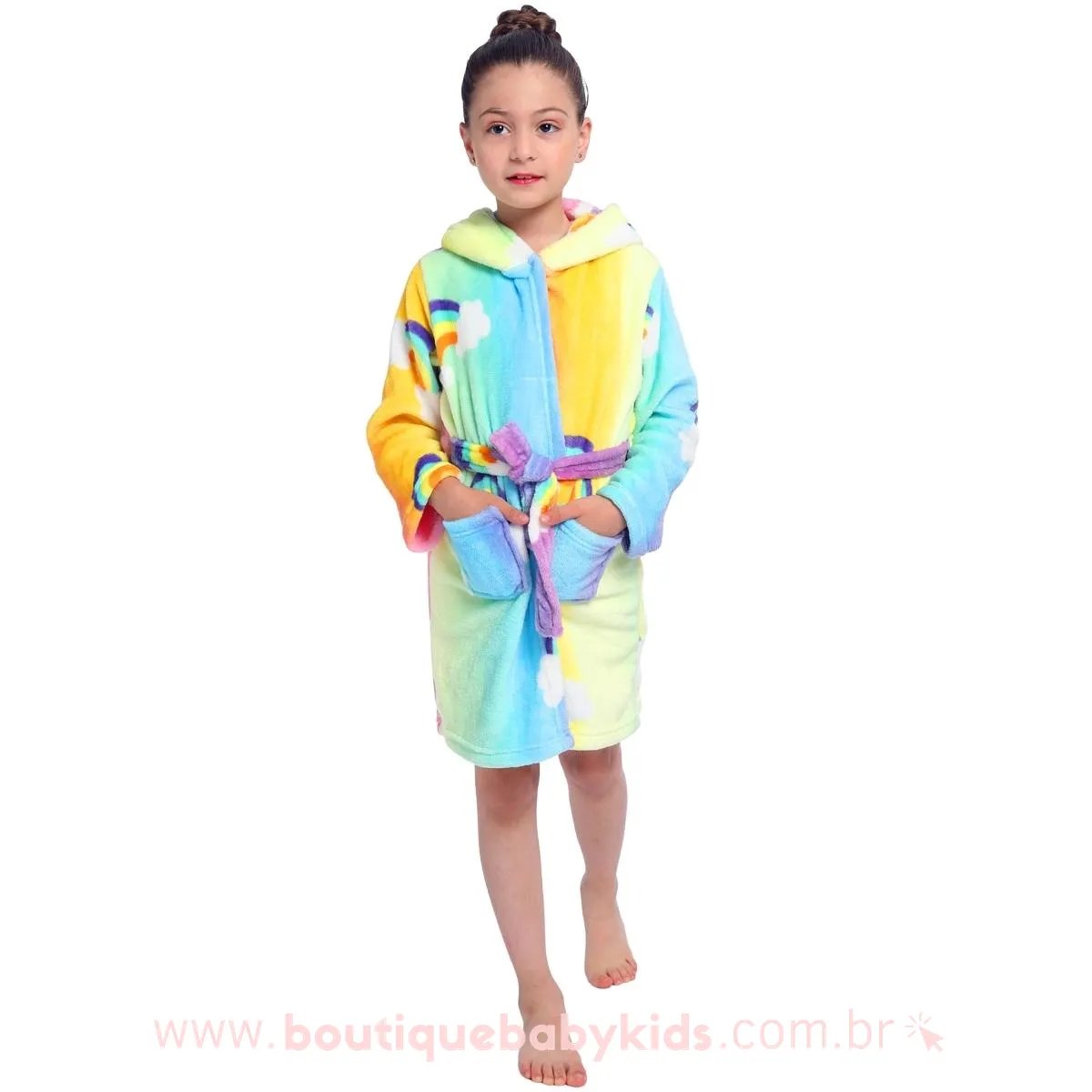 Roupão Infantil Kigurumi Unicórnio Colorido Arco-Íris com Capuz - Boutique Baby Kids