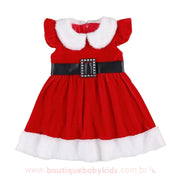 Vestido Infantil Fantasia Natal Mamãe Noel em Veludo - Boutique Baby Kids