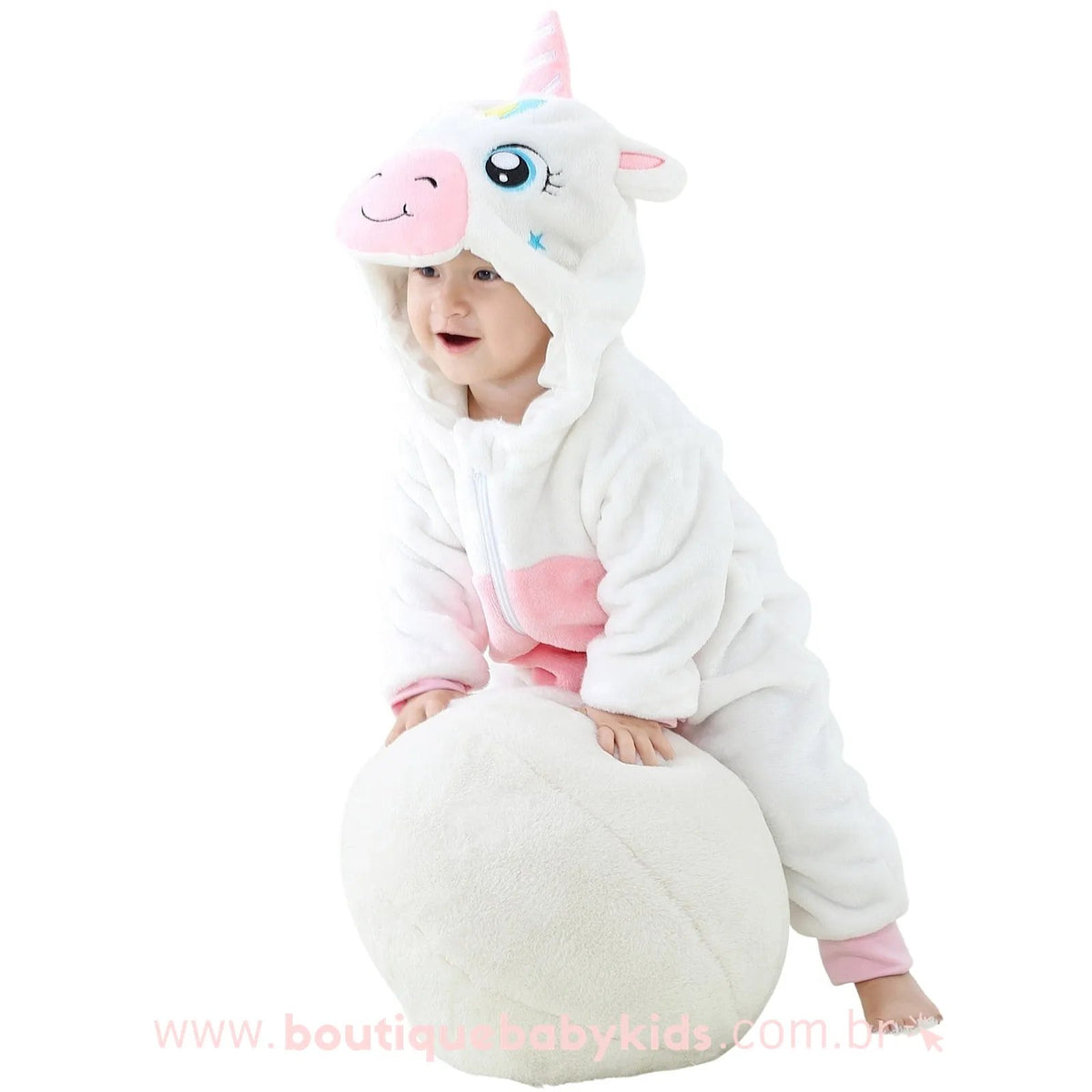 Macacão Bebê Soft Fantasia Bichinho Unicórnio Branco - Frete Grátis - Boutique Baby Kids
