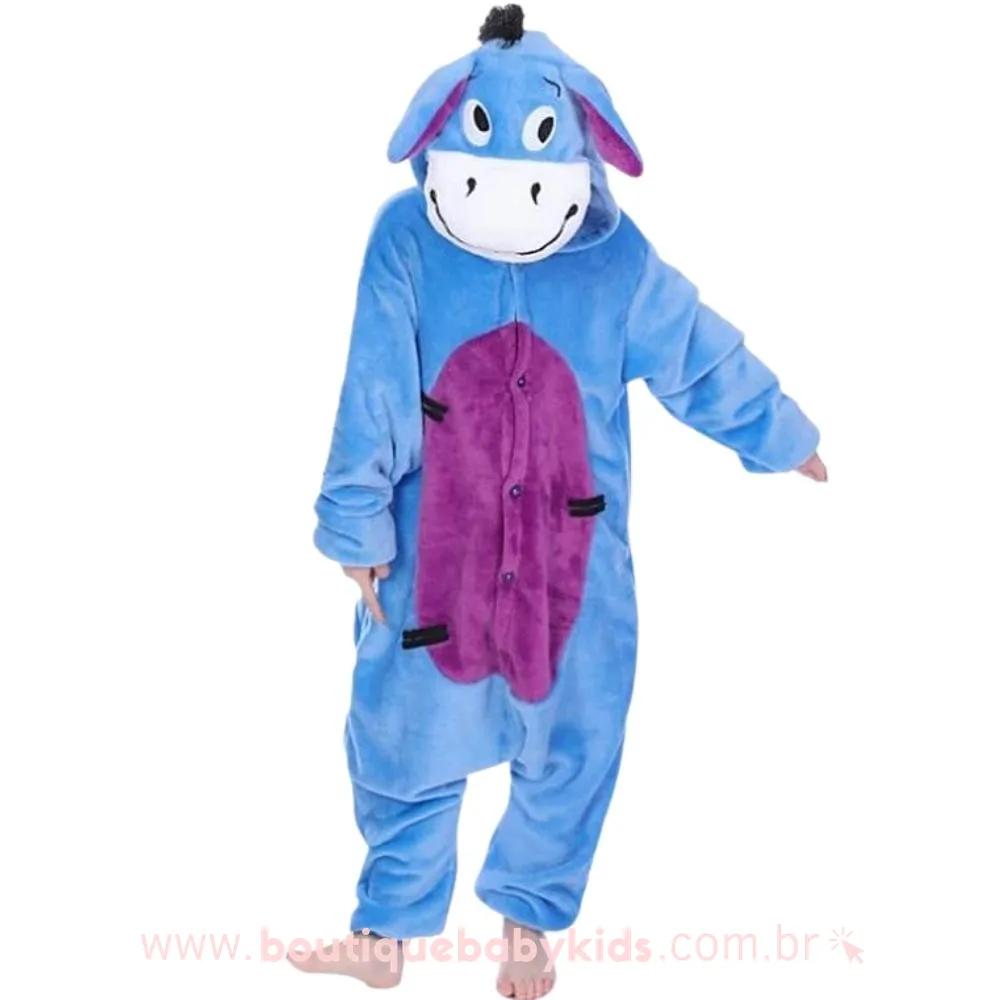 Pijama Macacão Infantil Kigurumi Fantasia Bisonho Ió Azul - Boutique Baby Kids