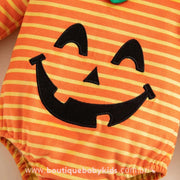 Body Bebê Fantasia Halloween Abóbora com Meia e Touca - Boutique Baby Kids