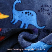 Macacão Bebê Plush Estampa Dinossauros Azul Marinho - Boutique Baby Kids