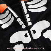 Macacão Bebê Fantasia Halloween Caveira Preto - Boutique Baby Kids