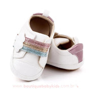 Tênis Bebê Primeiros Passos Arco-Íris Branco- 0 a 18 meses - Frete Grátis - Boutique Baby Kids