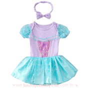 Vestido Bebê Disney Fantasia Princesa Ariel com Faixa - Frete Grátis - Boutique Baby Kids