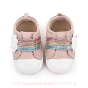 Tênis Bebê Primeiros Passos Arco-Íris Rosa - 0 a 18 meses - Frete Grátis - Boutique Baby Kids