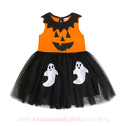 Vestido Infantil Fantasia Abóbora Halloween com Tule - Frete Grátis - Boutique Baby Kids