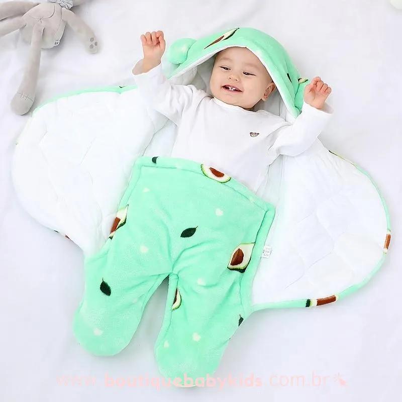 Saco de Dormir Bebê Estampa Abacates Acolchoado Verde - Boutique Baby Kids
