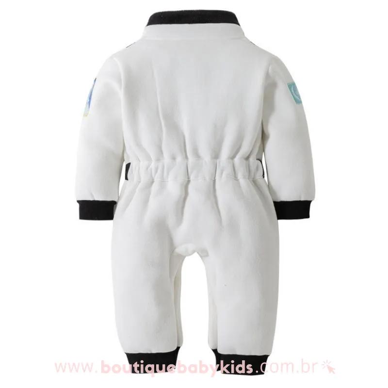 Macacão Bebê Fantasia Astronauta Branco Manga Longa - Boutique Baby Kids