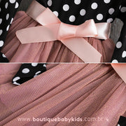 Vestido Infantil Estampa Poá com Saia Tule Rosa - Boutique Baby Kids