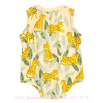 Body Bebê Estampa Leopardos Sem Manga Bege - Boutique Baby Kids