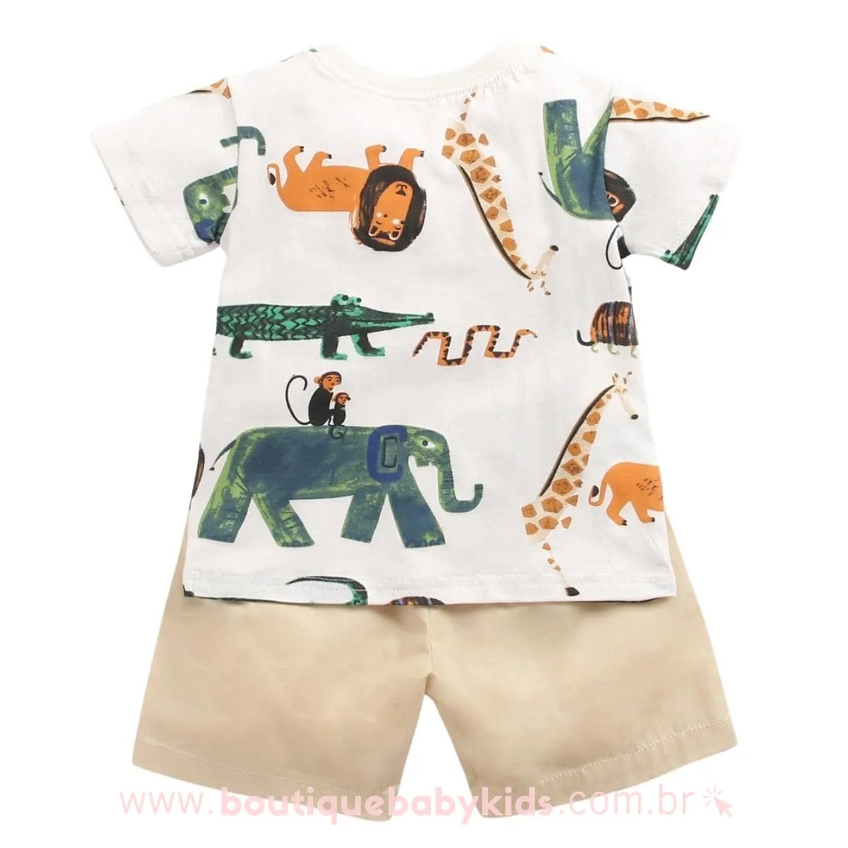 Conjunto Bebê Estampa Animais Branco