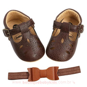 Sapato Bebê Couro Clássico com Faixa