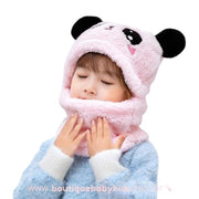 Gorro Infantil Ursinho Panda com Cachecol Rosa - Frete Grátis - Boutique Baby Kids