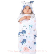 Saco de Dormir Bebê Estampa Baleias - Boutique Baby Kids