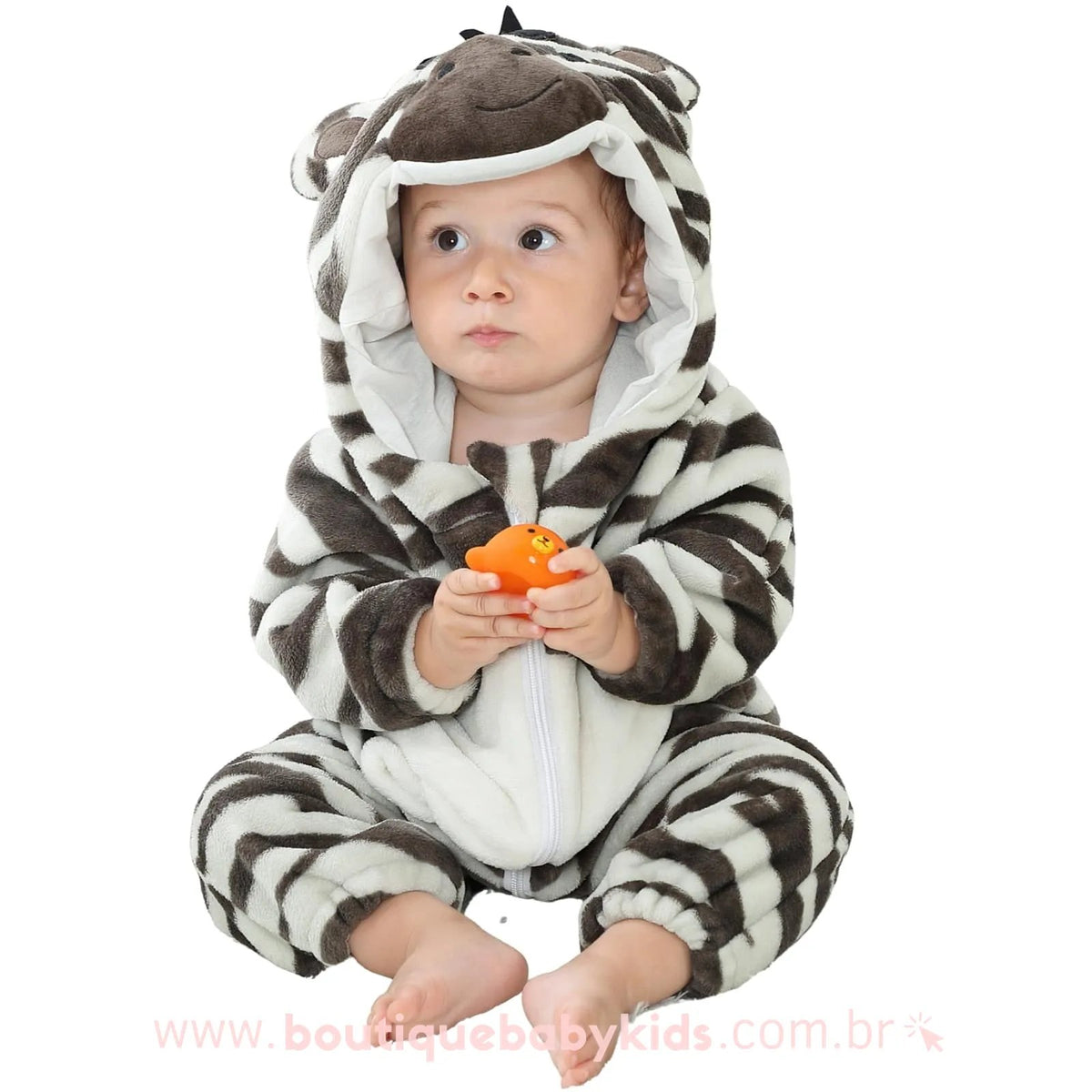 Macacão Bebê Inverno Fantasia Zebra Mesversário - Frete Grátis - Boutique Baby Kids