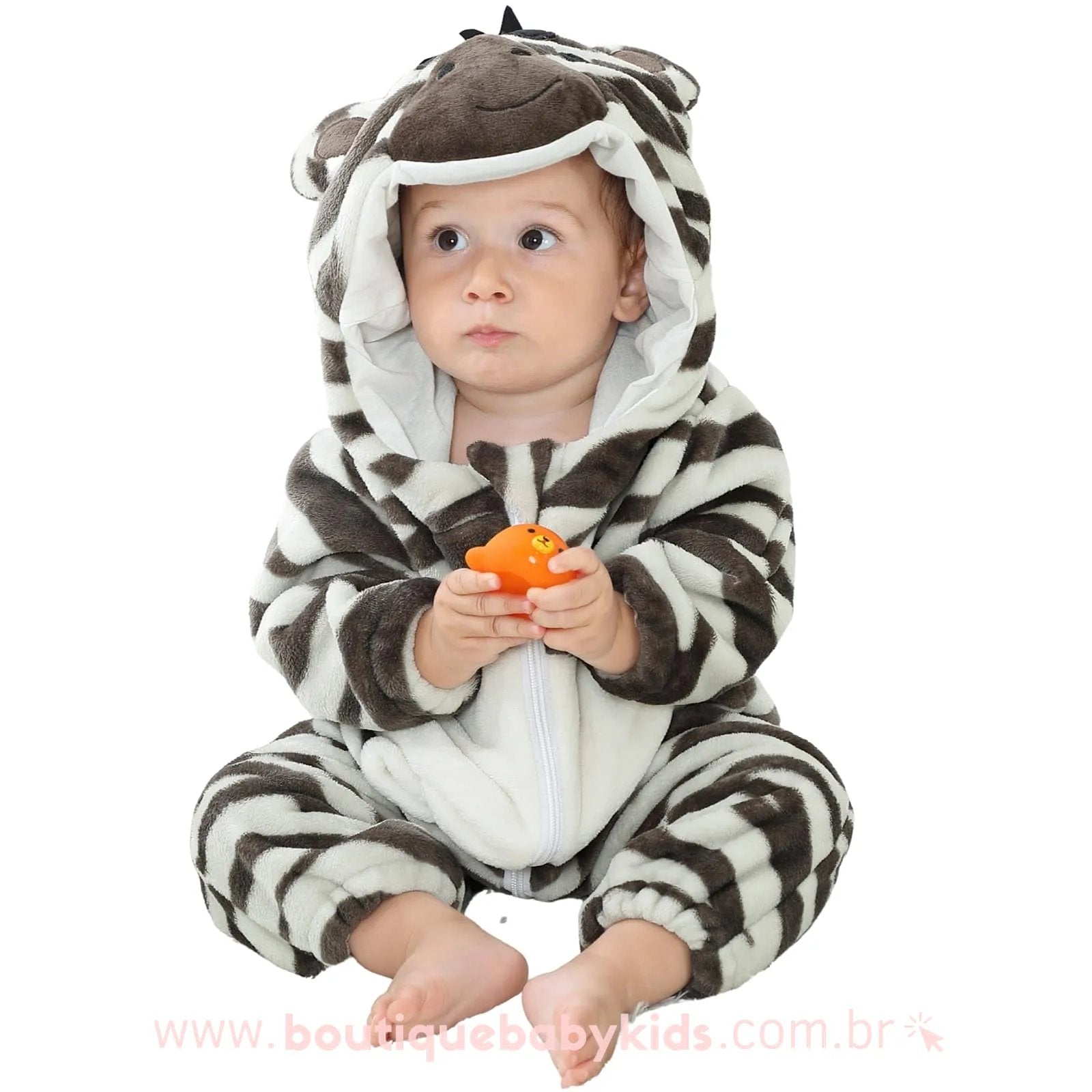 Macacão Bebê Inverno Fantasia Zebra Mesversário - Frete Grátis - Boutique Baby Kids