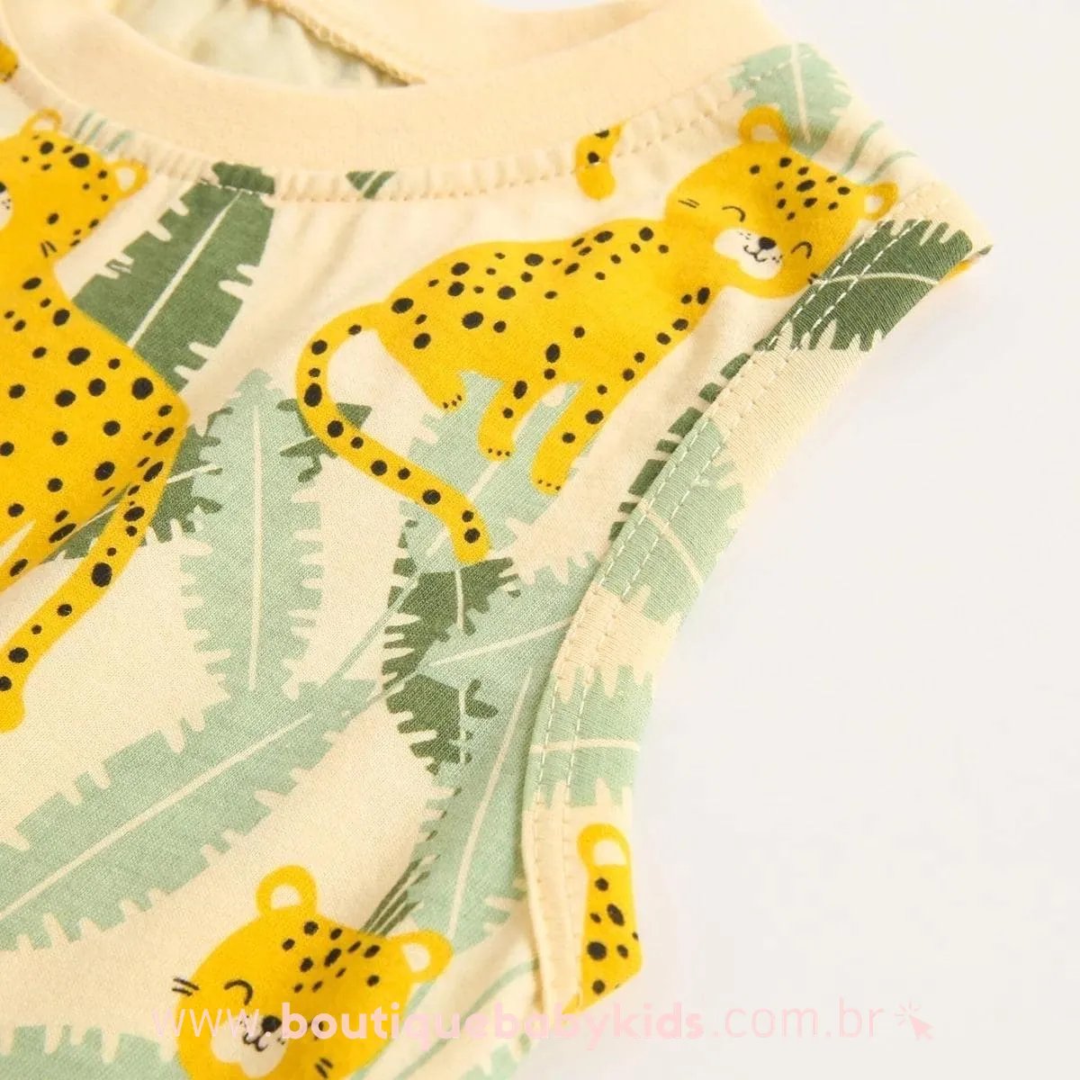 Body Bebê Estampa Leopardos Sem Manga Bege - Boutique Baby Kids