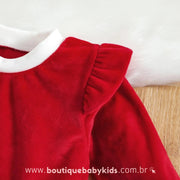 Vestido Bebê Veludo Fantasia Mamãe Noel com Faixa - Boutique Baby Kids
