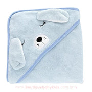 Toalha de Banho Bebê Bichinhos Cachorrinho Azul Soft com Capuz - 0 a 36 meses - Frete Grátis - Boutique Baby Kids