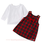 Conjunto Bebê Camiseta e Salopete Estampa Xadrez - Frete Grátis - Boutique Baby Kids