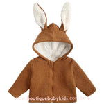 Casaco Bebê Infantil Coelhinho Forrado com Pelos Capuz Orelhinhas Marrom - Frete Grátis - Boutique Baby Kids 