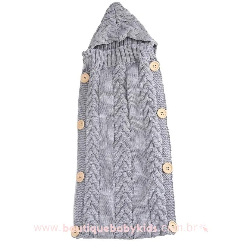 Saco de Dormir Bebê Inverno Tricot Recém-nascido Cinza - Frete Grátis - Boutique Baby Kids