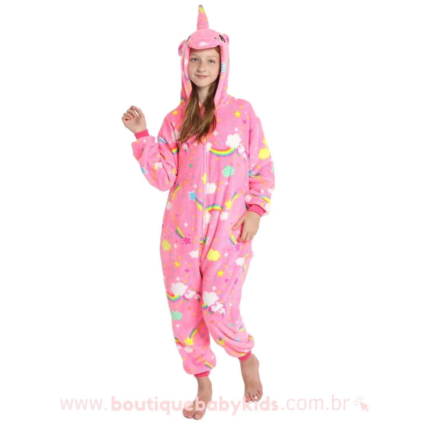 Macacão Infantil Fantasia Unicórnio Rosa